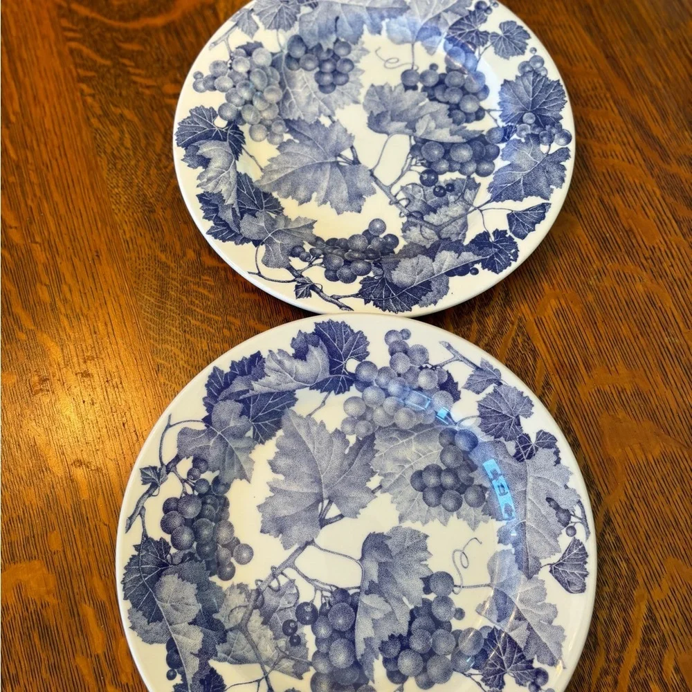 Quadrifoglio Ceramica La Primula Rimmed plates  Blue/White Grapes